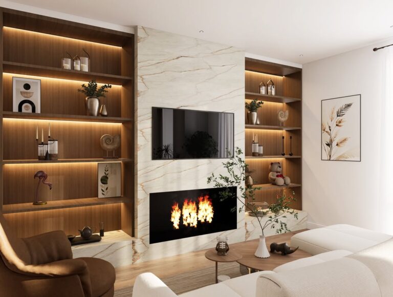 Design that speaks luxury.Marble. Warm wood. Firelight. Styled with precision by ARKVIZ for @top (3)