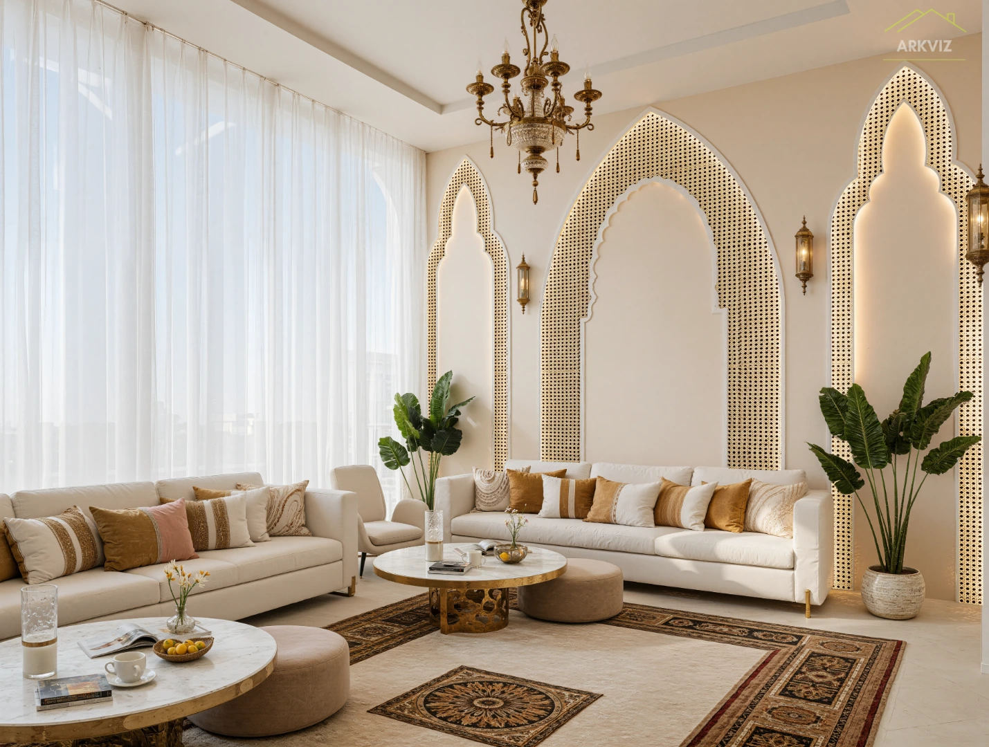 Virtually staged modern living room &mdash; virtual staging services for home builders