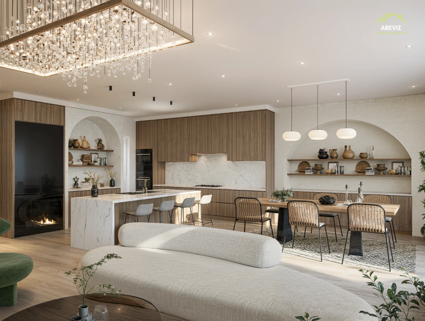 Virtually staged luxury kitchen &mdash; virtual staging services for home builders