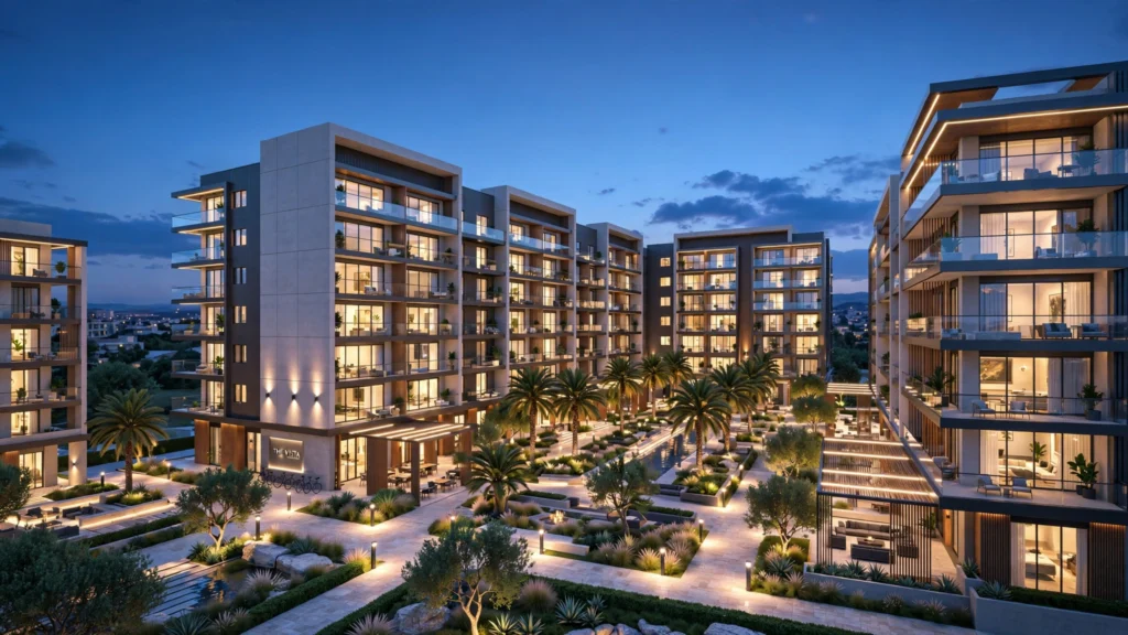 Aerial community render used in 3D walkthrough videos for home builder marketing