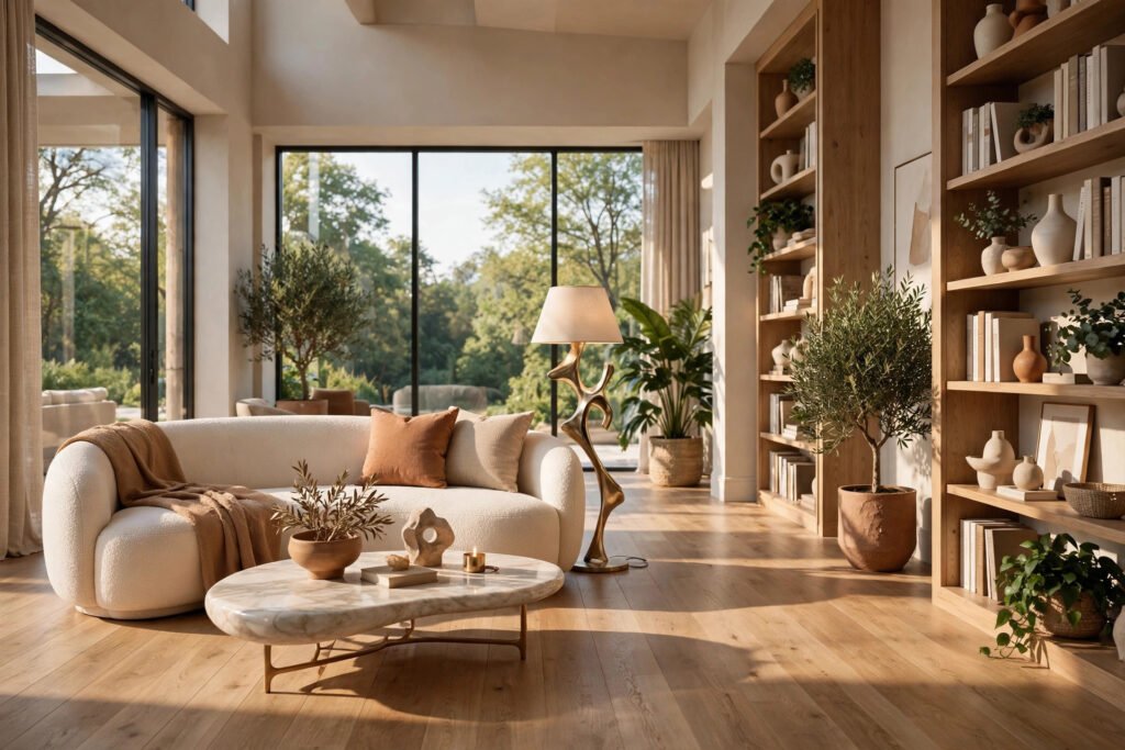 Interior scene from a 3D walkthrough video for home builders — great room and kitchen